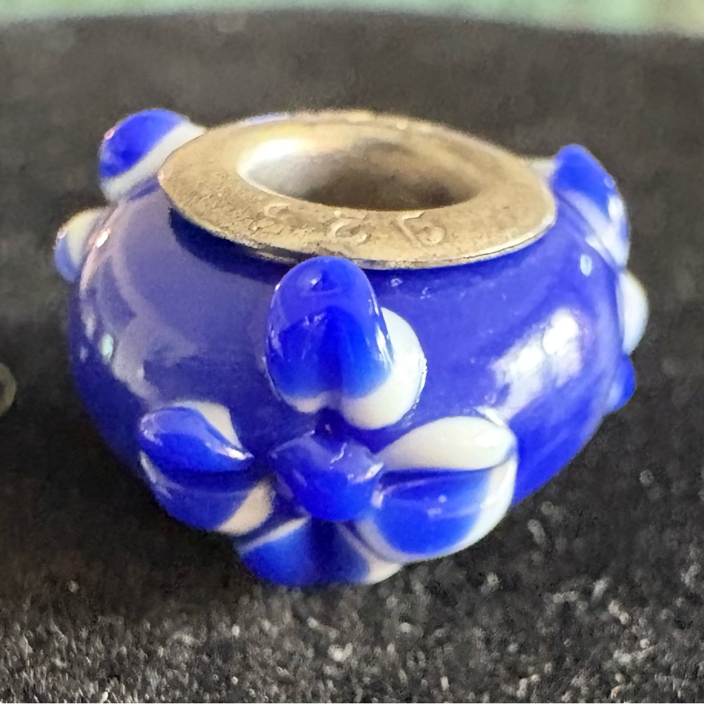Milano Blue and White Glass Bead Charm